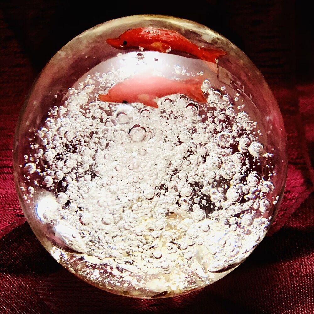 Blown Art Glass Aquarium Paperweight Red Tropical Fish Silvestri Aquatic Gift